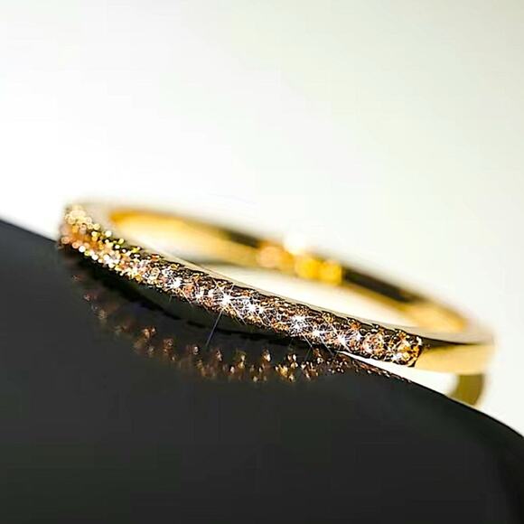 Gold Cubic Zircon Ring Minimalist, Dainty Diamond - Picture 3 of 4
